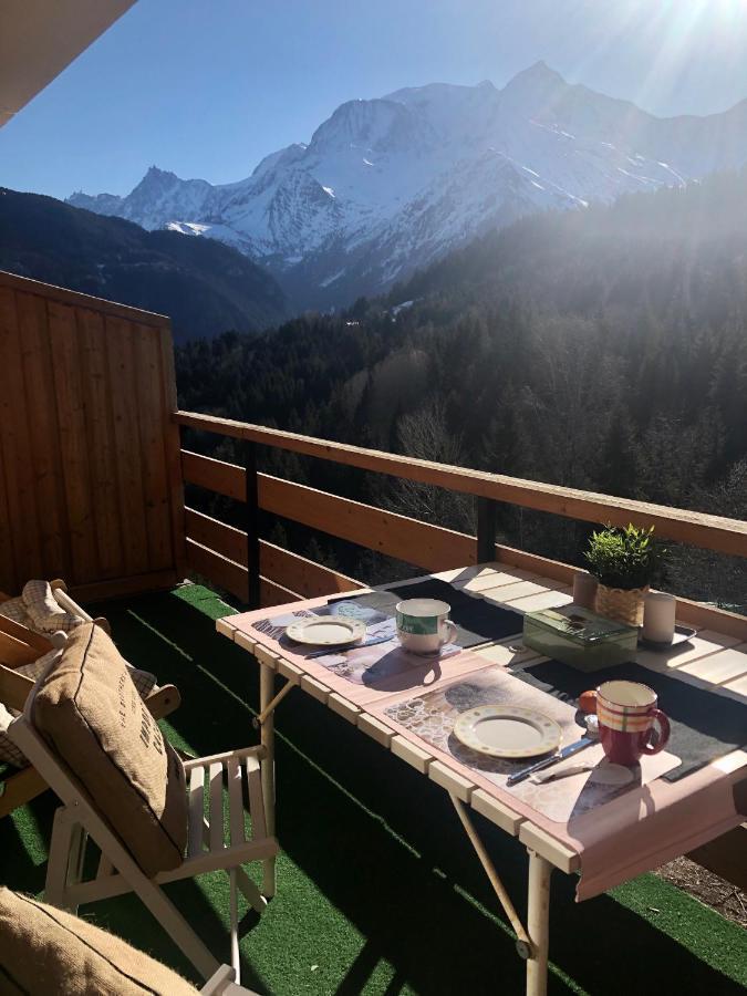 Studio Turquoise quartier Grattague vue MontBlanc Saint-Gervais-les-Bains Extérieur photo