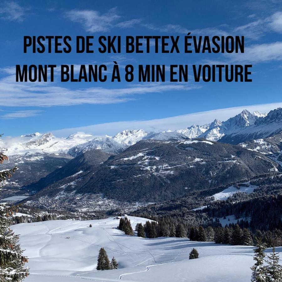 Studio Turquoise quartier Grattague vue MontBlanc Saint-Gervais-les-Bains Extérieur photo