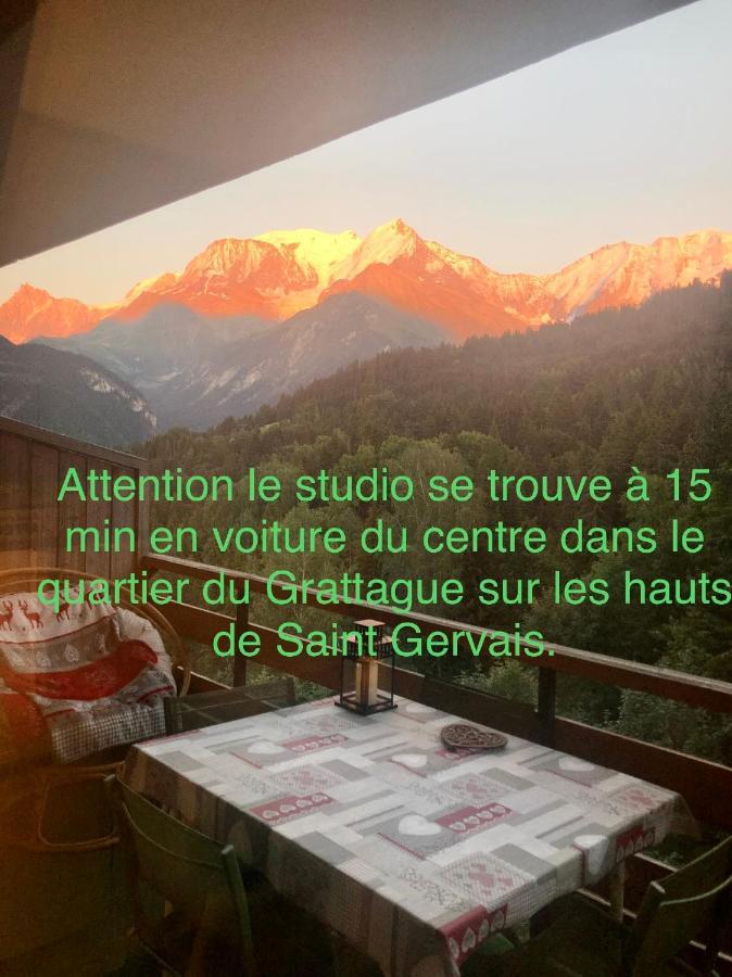 Studio Turquoise quartier Grattague vue MontBlanc Saint-Gervais-les-Bains Extérieur photo